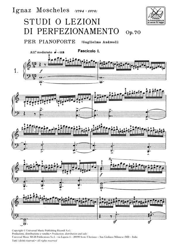 Studi O Lezioni Di Perfezionamento Op. 70 - Per Pianoforte - pro klavír